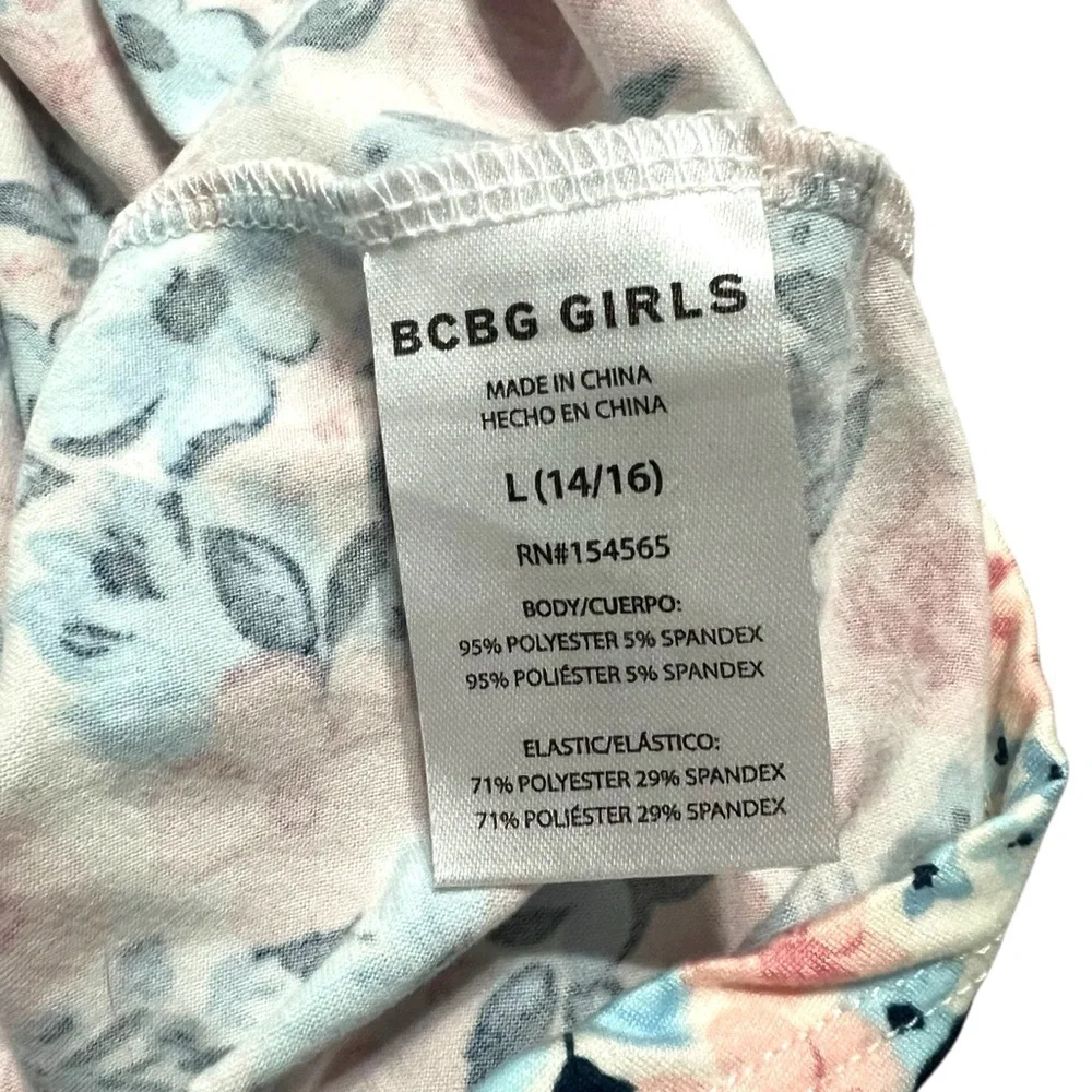 BCBG Girls L (14/16) Pink and Blue Floral Print Twirl Dress